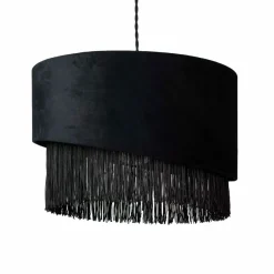 Sklep Kaja Aksamitna lampa wisząca z frędzlami ABR-LWAF-E27 FONTE | Kaja czarny Outlet