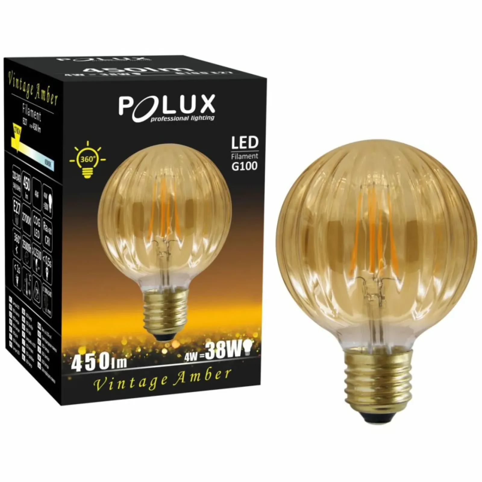 Sklep Kaja Żarówka E27 LED 4W filament 308887 z serii AMBER - Polux* Żarówki Led E27