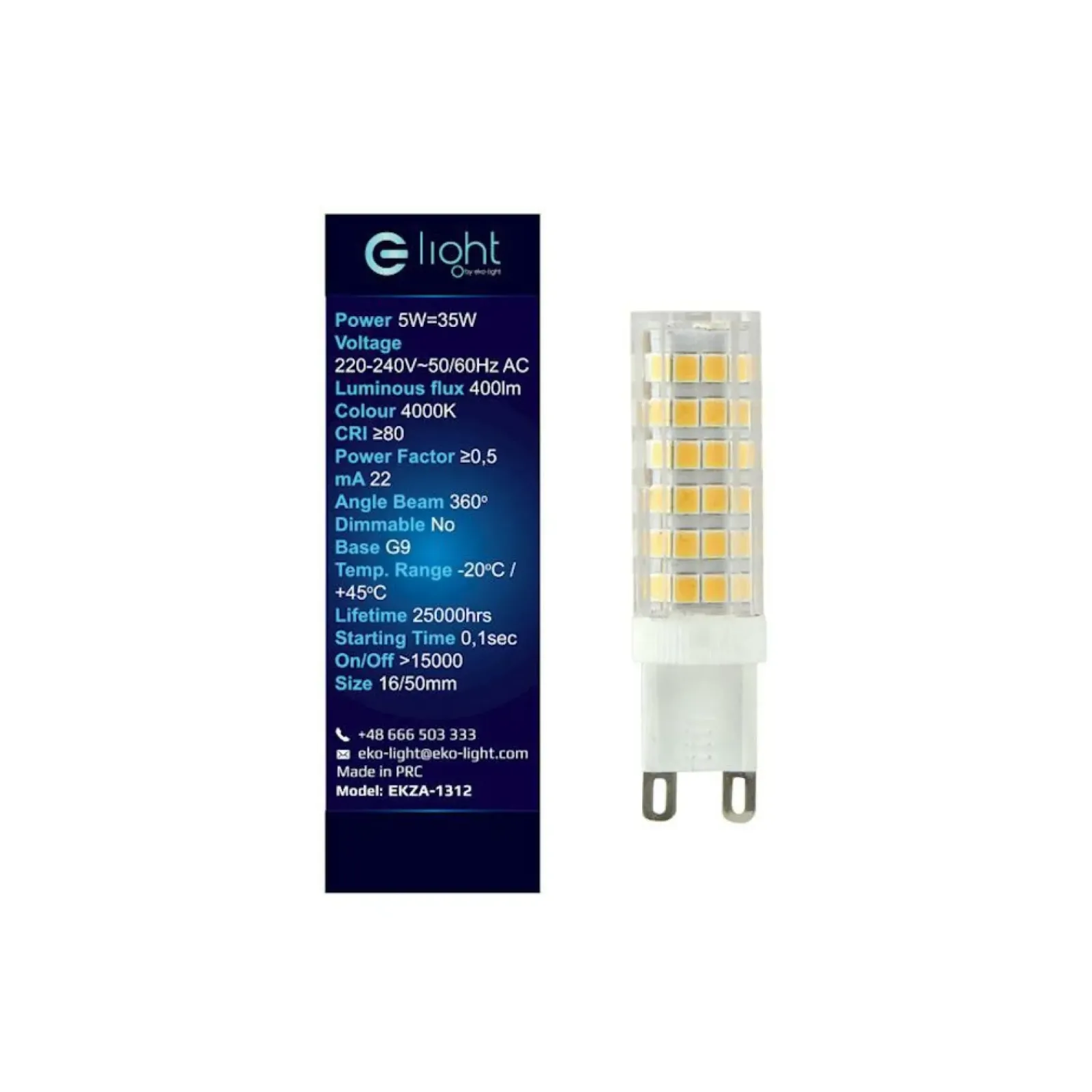 Sklep Kaja Żarówka LED G9 neutralna 4000K 5W EKO-LIGHT EKZA312 | Kaja Oświetlenie* Żarówki Led G9