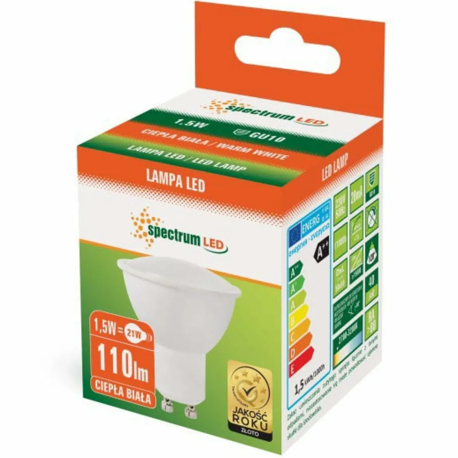 Sklep Kaja Żarówka LED GU10 ciepła 1,5W SMD SpectrumLED 13268 | Kaja Oświetlenie* Żarówki Led Gu10