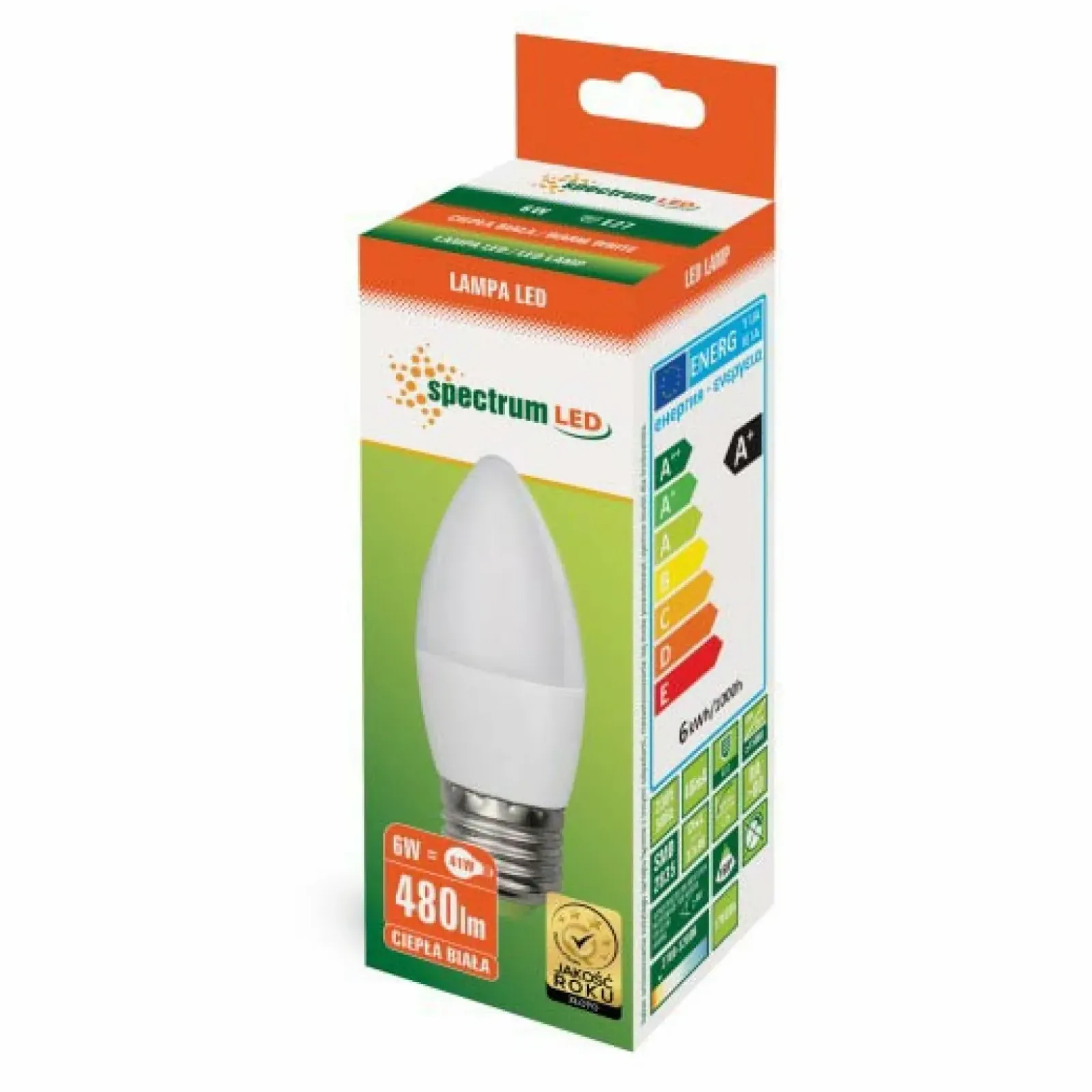 Sklep Kaja Żarówka LED świeca E27 ciepła 6W SpectrumLED 13061 | Kaja Oświetlenie* Żarówki Led E27