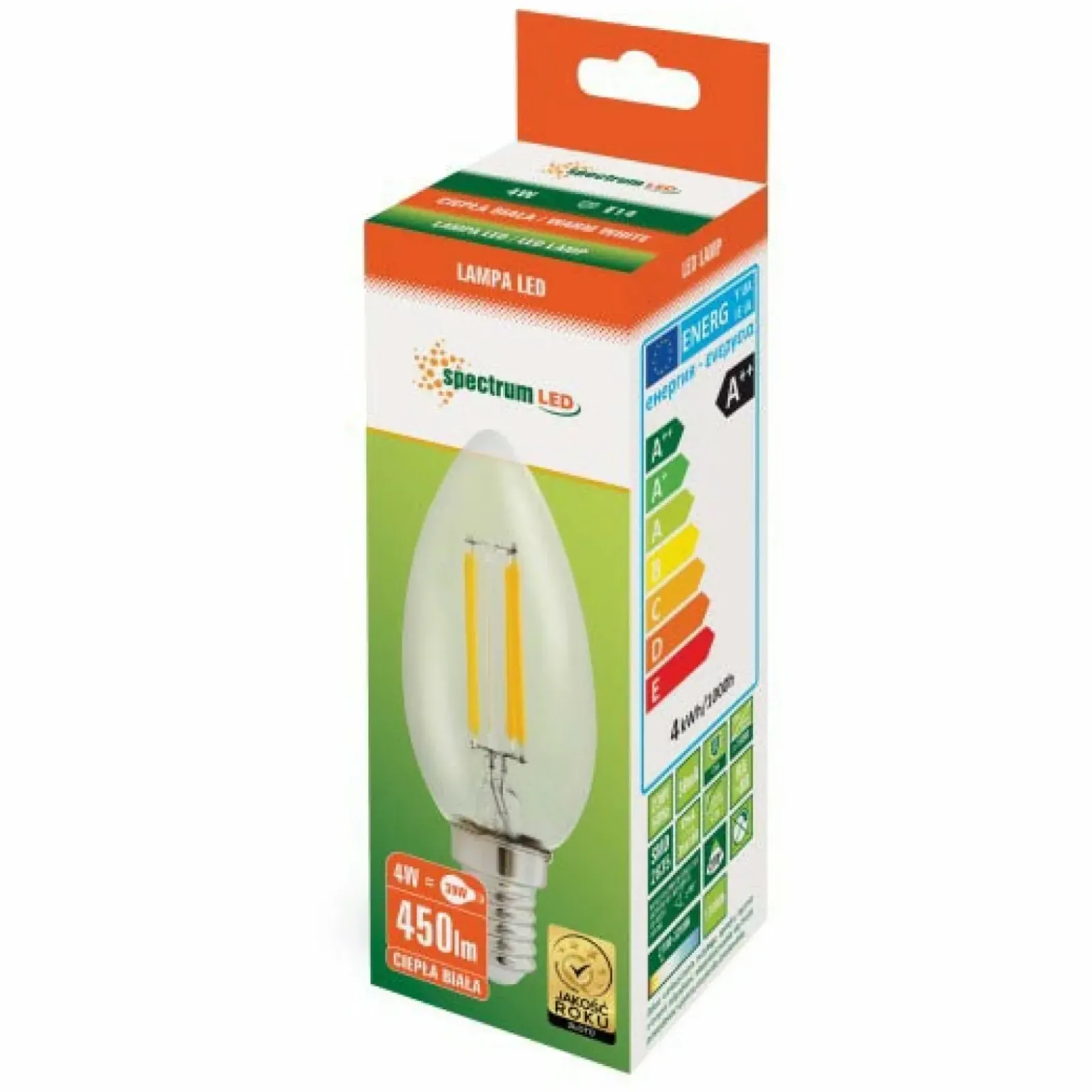 Sklep Kaja Żarówka LED świeca E14 ciepła 4W SpectrumLED 13874 | Kaja Oświetlenie* Żarówki Led E14