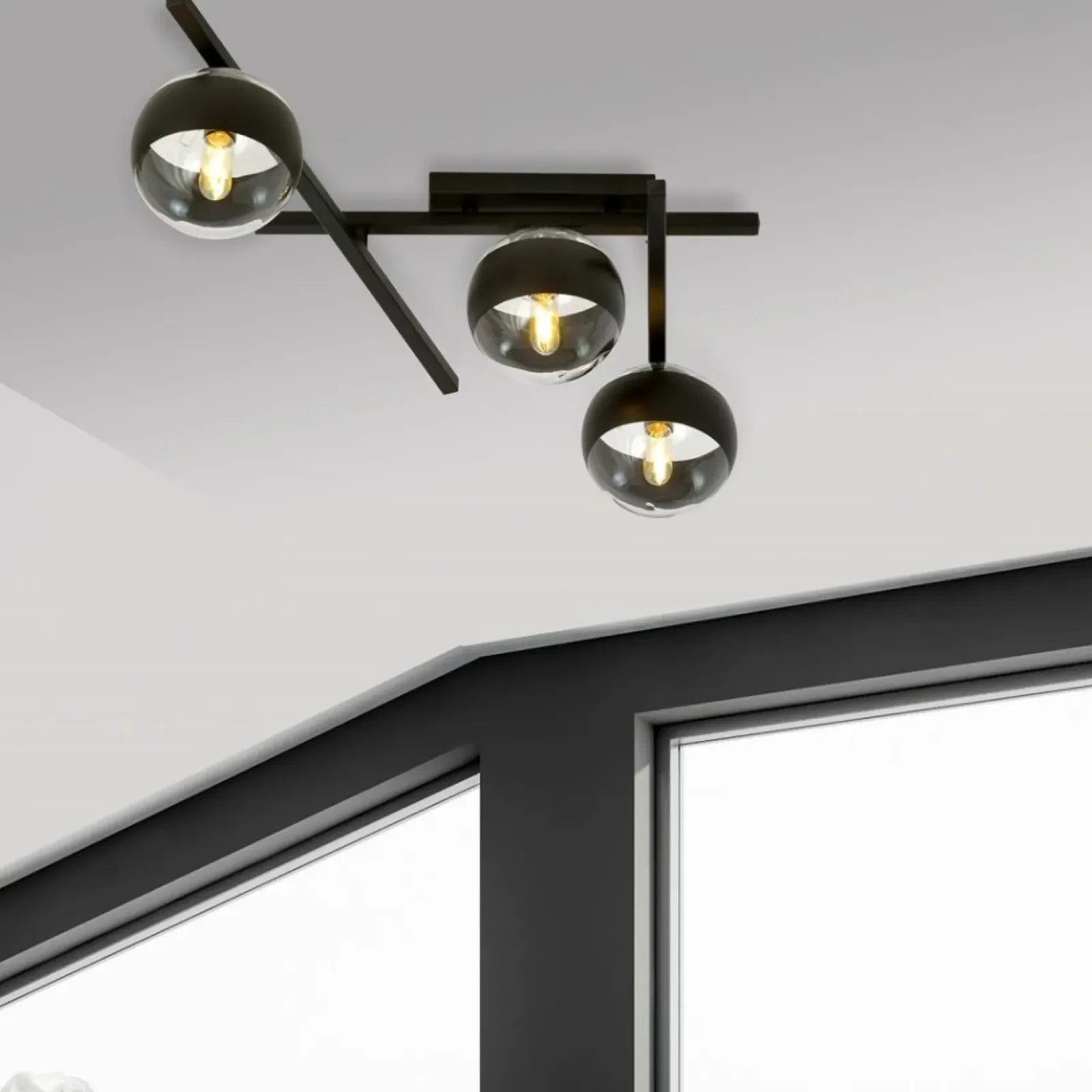 Sklep Kaja Asymetryczna, czarna lampa sufitowa do holu 1105/3 SMART | Kaja Outlet