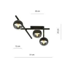 Sklep Kaja Asymetryczna, czarna lampa sufitowa do holu 1105/3 SMART | Kaja Outlet