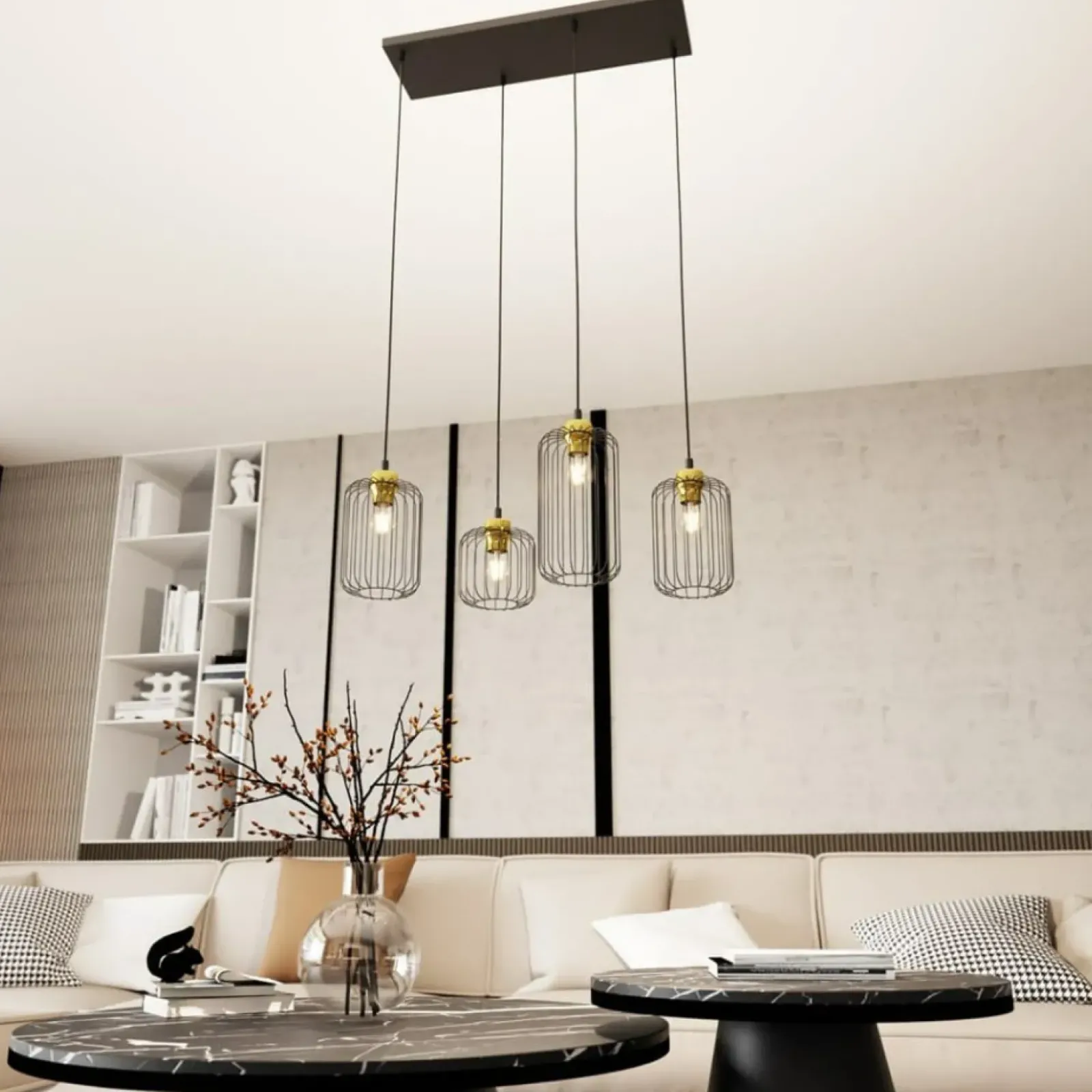 Sklep Kaja Asymetryczna lampa wisząca, złoto-czarna 1364/4 z serii VANDER Store
