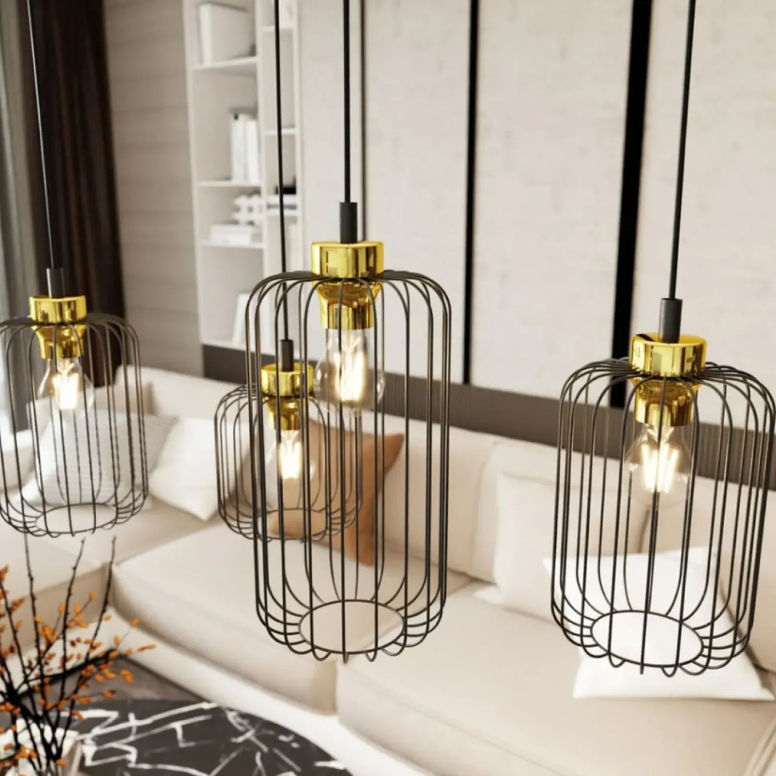 Sklep Kaja Asymetryczna lampa wisząca, złoto-czarna 1364/4 z serii VANDER Store