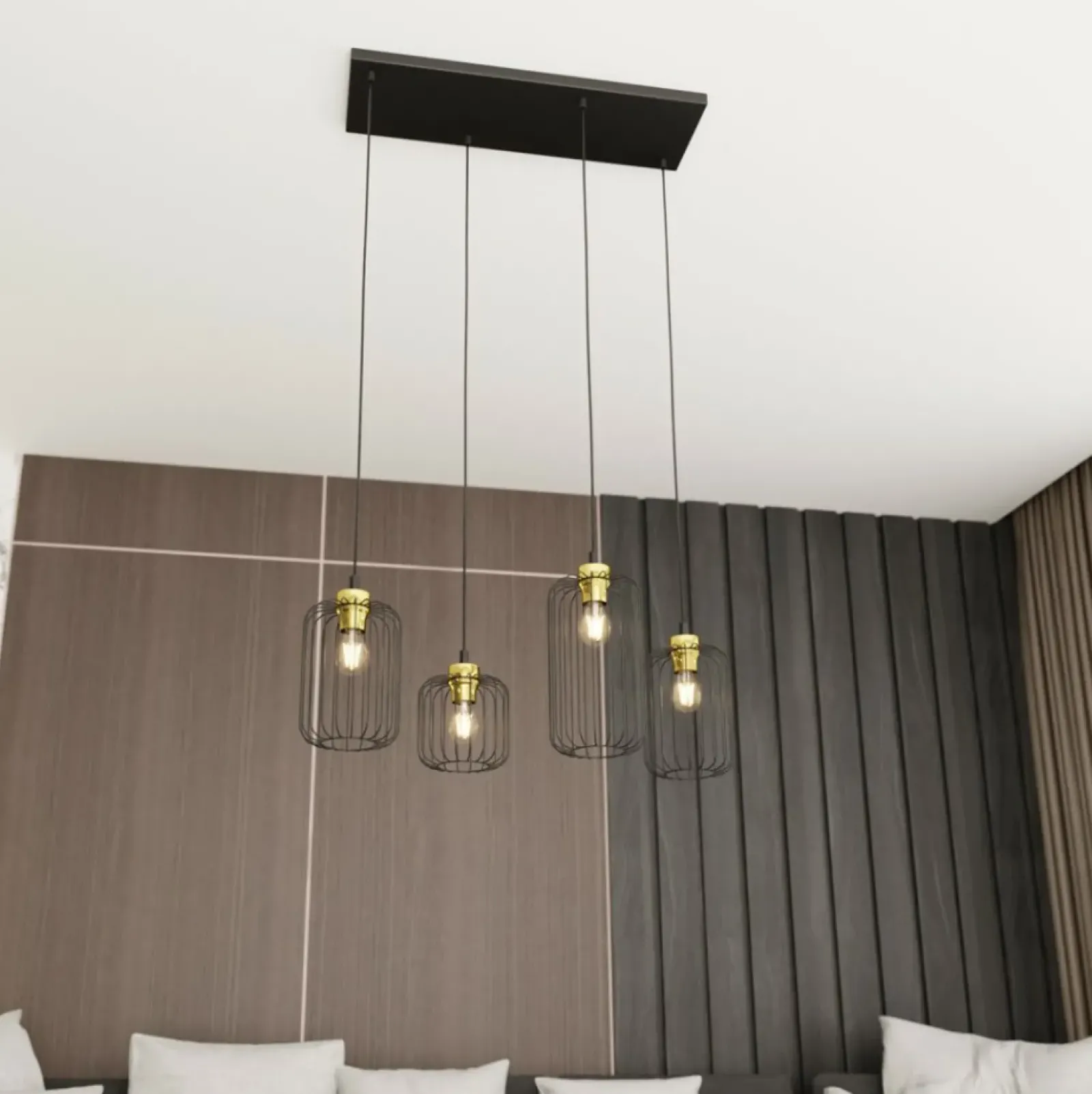 Sklep Kaja Asymetryczna lampa wisząca, złoto-czarna 1364/4 z serii VANDER Store