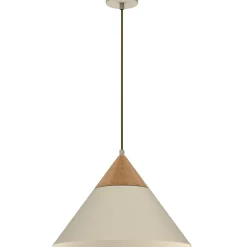 Sklep Kaja Beżowa lampa wisząca z drewnianym stożkiem LX 457 SINGLE | Kaja Sale