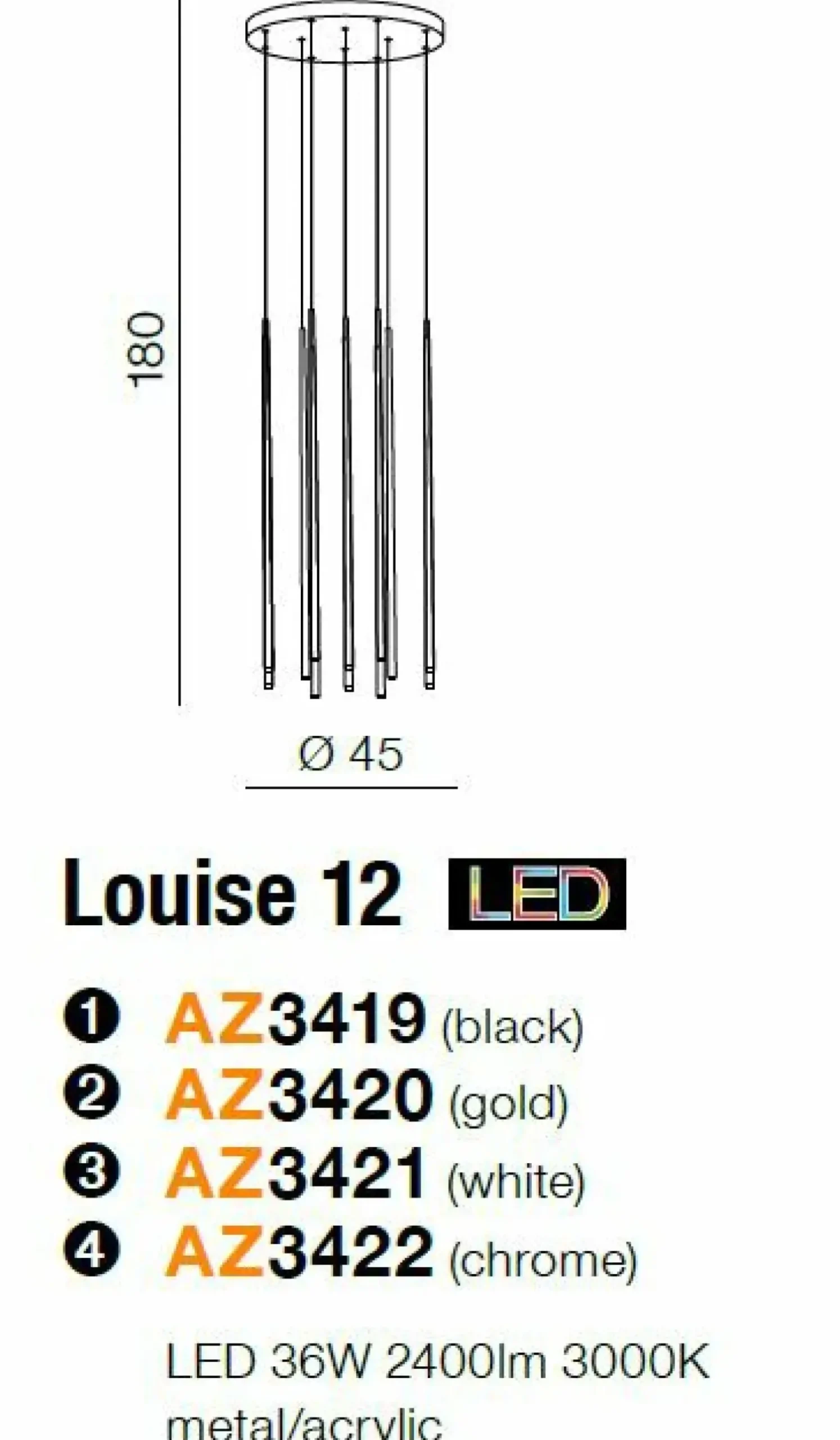 Sklep Kaja Biała elegancka lampa wisząca LED tuby AZ3421 LOUISE | Kaja biały Discount