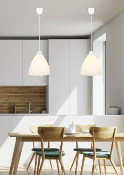 Sklep Kaja Biała, klasyczna lampa wisząca z kloszem 31-16287 z serii MENTI | Kaja* Randole Tradycyjne