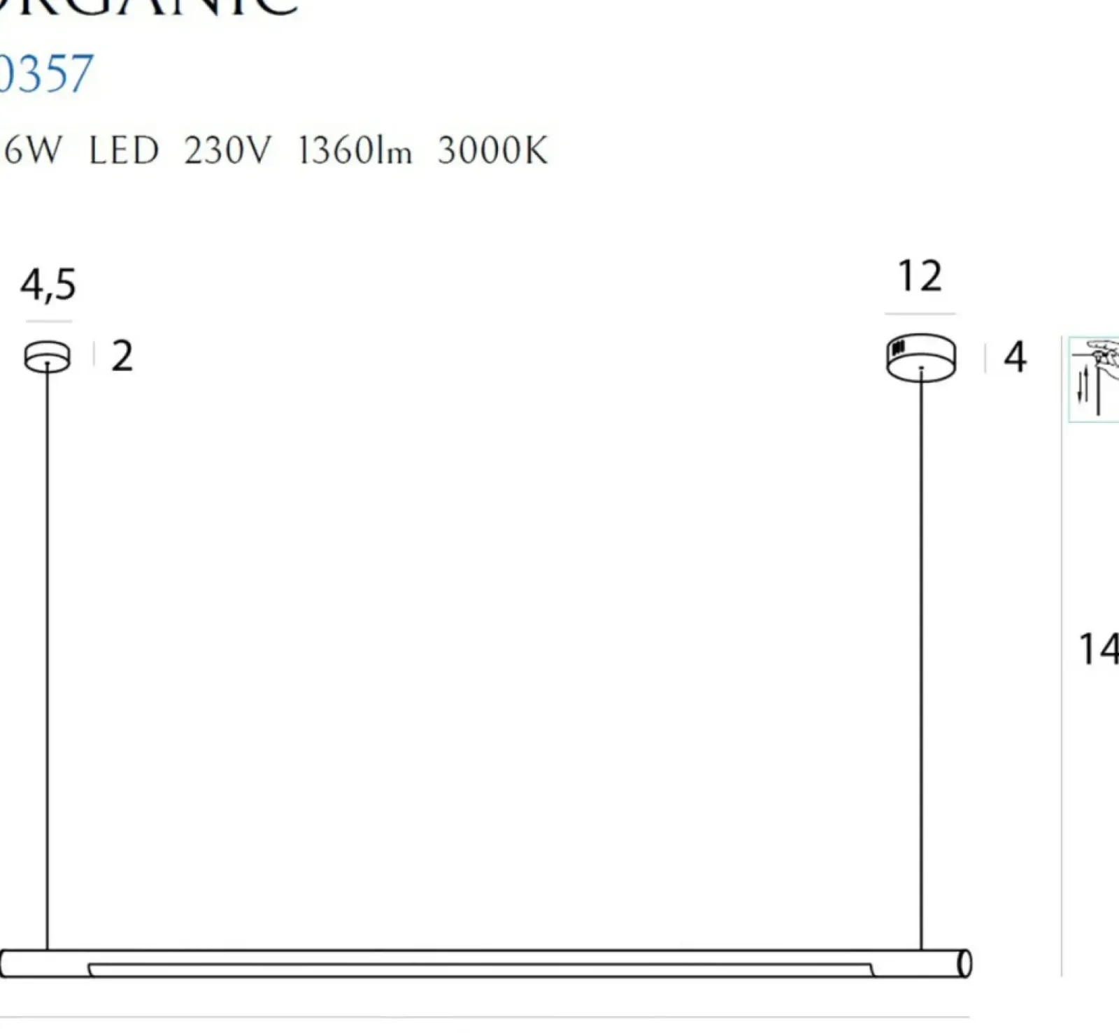 Sklep Kaja Biała lampa LED 100cm nad stół MX P0357 ORGANIC P | Kaja Oświetlenie New