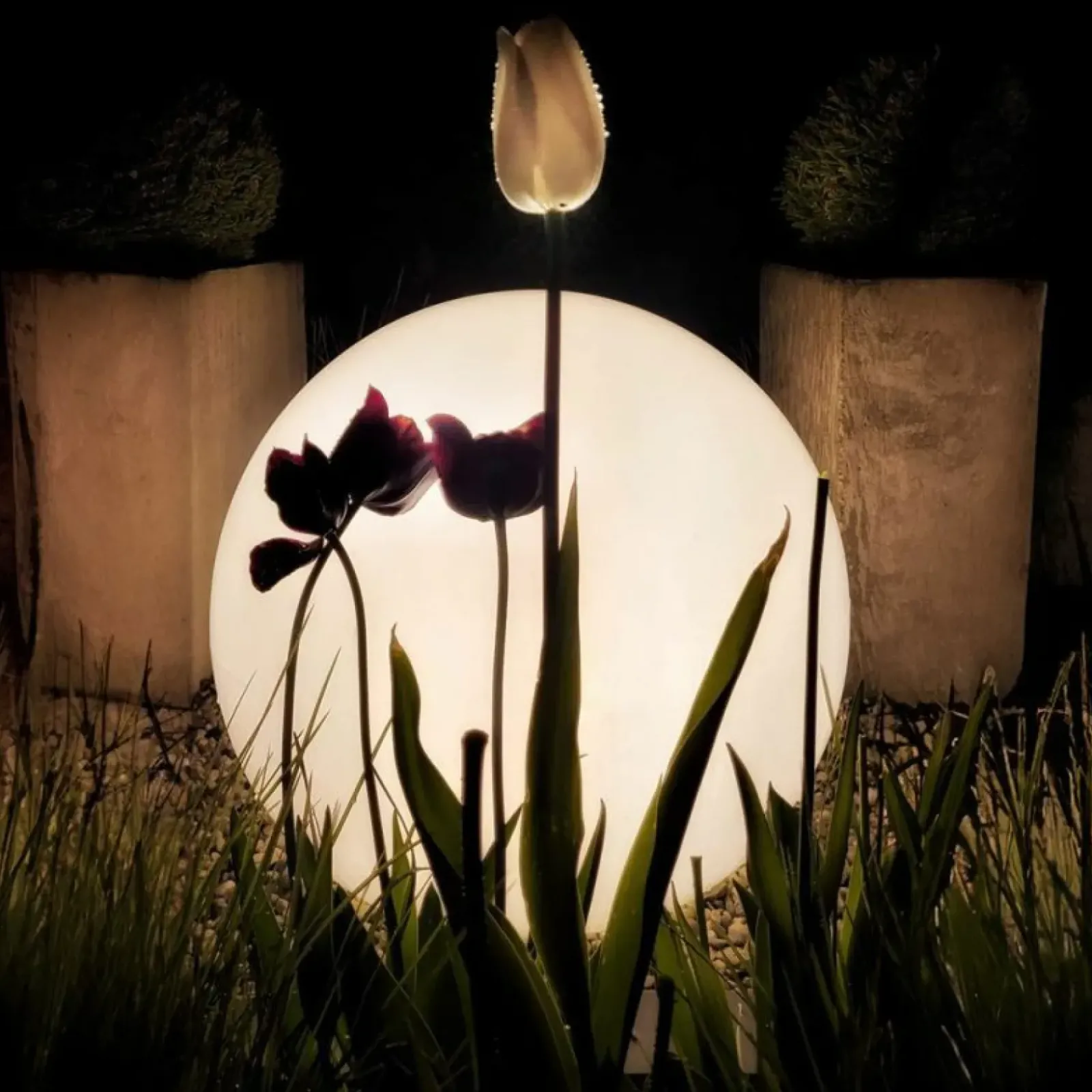 Sklep Kaja Biała lampa ogrodowa, świecąca kula ⌀60cm EKO0459 GLOBO | Kaja* Lampy Ogrodowe Stojące