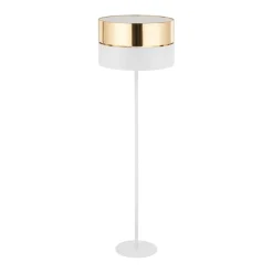 Sklep Kaja Biała lampa podłogowa z biało-złotym abażurem TK 5074 z serii HILTON* Lampy Podłogowe Z Abażurem
