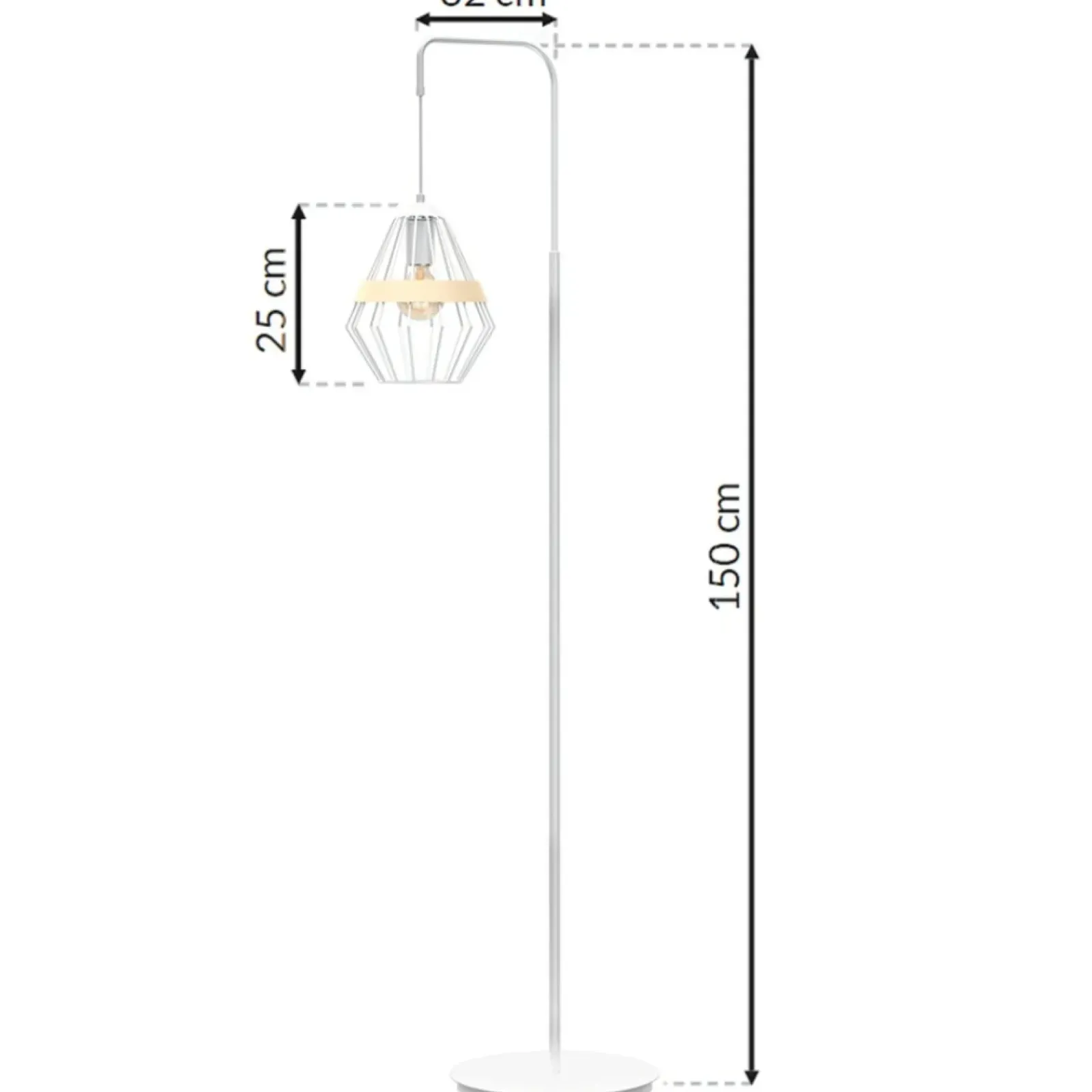 Sklep Kaja Biała lampa podłogowa z drucianym kloszem MLP5522 z serii CLIFF | Kaja Oświetlen* Tradycyjne Lampy Podłogowe