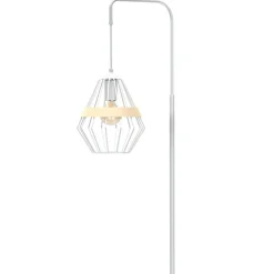 Sklep Kaja Biała lampa podłogowa z drucianym kloszem MLP5522 z serii CLIFF | Kaja Oświetlen* Tradycyjne Lampy Podłogowe