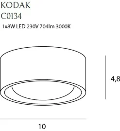 Sklep Kaja Biała lampa sufitowa o średnicy 10cm MX C0134 KODAK | Kaja Oświetlenie* Lampy Led