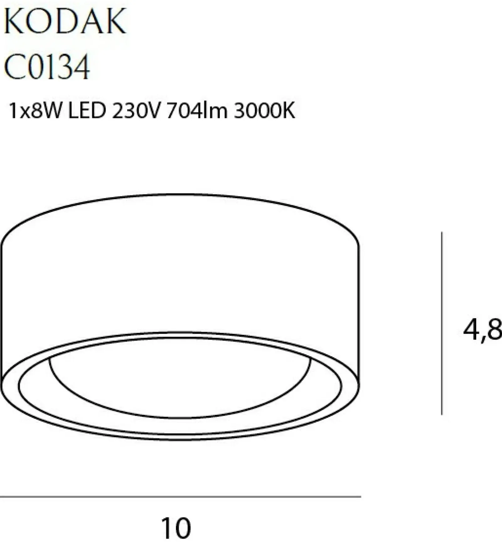 Sklep Kaja Biała lampa sufitowa o średnicy 10cm MX C0134 KODAK | Kaja Oświetlenie* Lampy Led