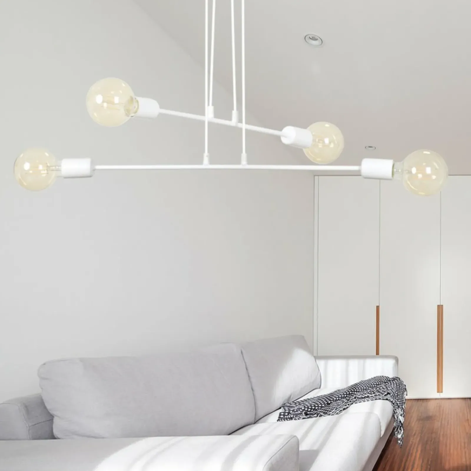 Sklep Kaja Biała lampa wisząca w stylu industrialnym 697/4 | Kaja Oświetlenie biały Store