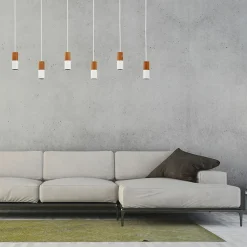Sklep Kaja Biała lampa wisząca z 6 tubami z drewna TK 6308 ELIT | Kaja drewno Best Sale