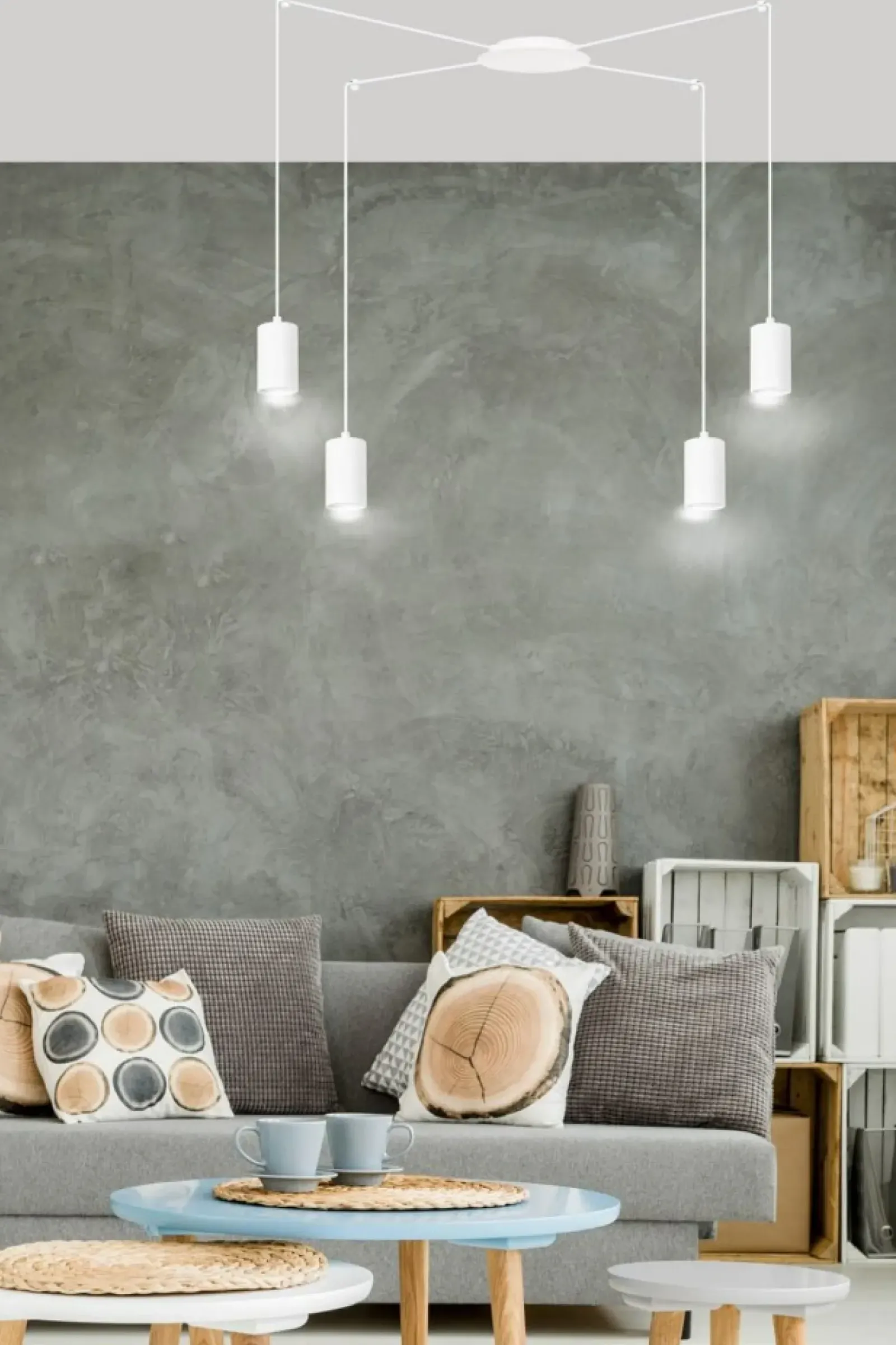 Sklep Kaja Biała lampa wisząca z czterema źródłami światła 525/4 | Kaja biały Outlet