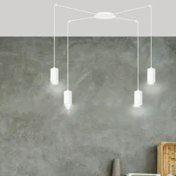 Sklep Kaja Biała lampa wisząca z czterema źródłami światła 525/4 | Kaja biały Outlet