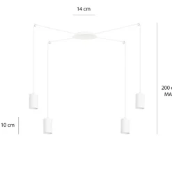 Sklep Kaja Biała lampa wisząca z czterema źródłami światła 525/4 | Kaja biały Outlet