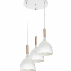 Sklep Kaja Biała lampa wisząca z dekoracyjnym drewnem LX 1195 z serii NOAK WOOD Clearance