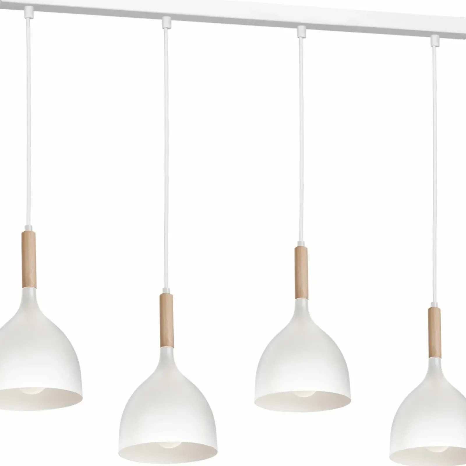 Sklep Kaja Biała lampa wisząca z drewnem, cztery klosze LX 3710 z serii NOAK WOOD Best Sale