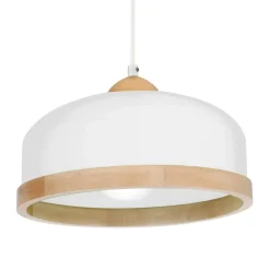 Sklep Kaja Biała lampa wisząca z elementami drewna MLP8848 STUDIO | Kaja Best Sale