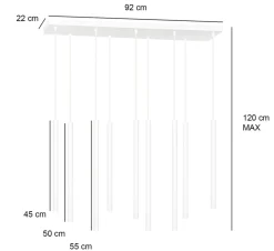 Sklep Kaja Biała lampa wisząca z tubami w dwóch rzędach 553/9 | Kaja Oświetlenie biały Store