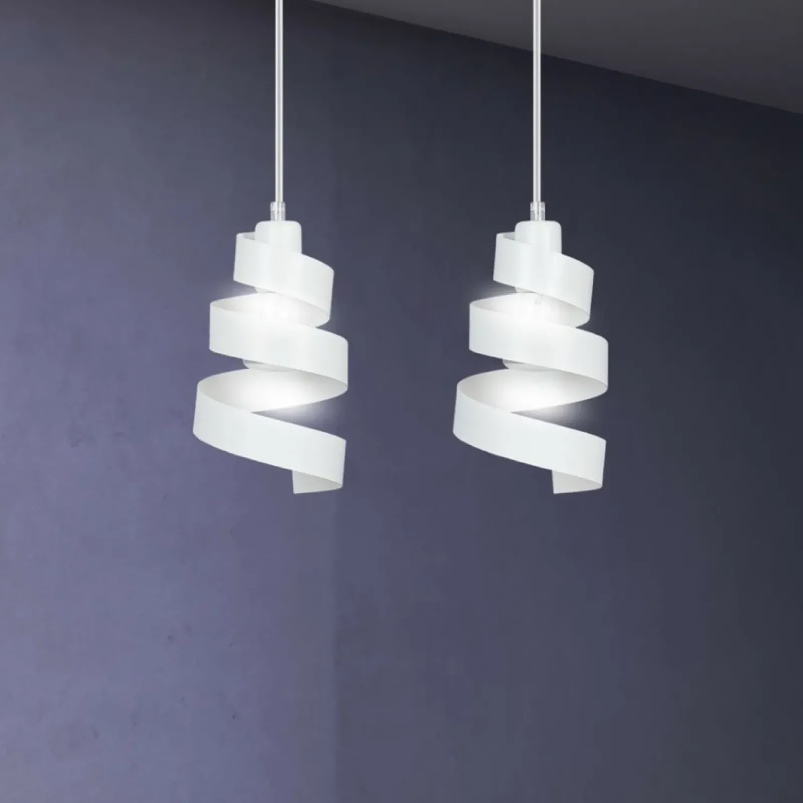 Sklep Kaja Biała lampa wisząca z zawijasami, do kuchni 351/2 SAGA | Kaja biały Fashion
