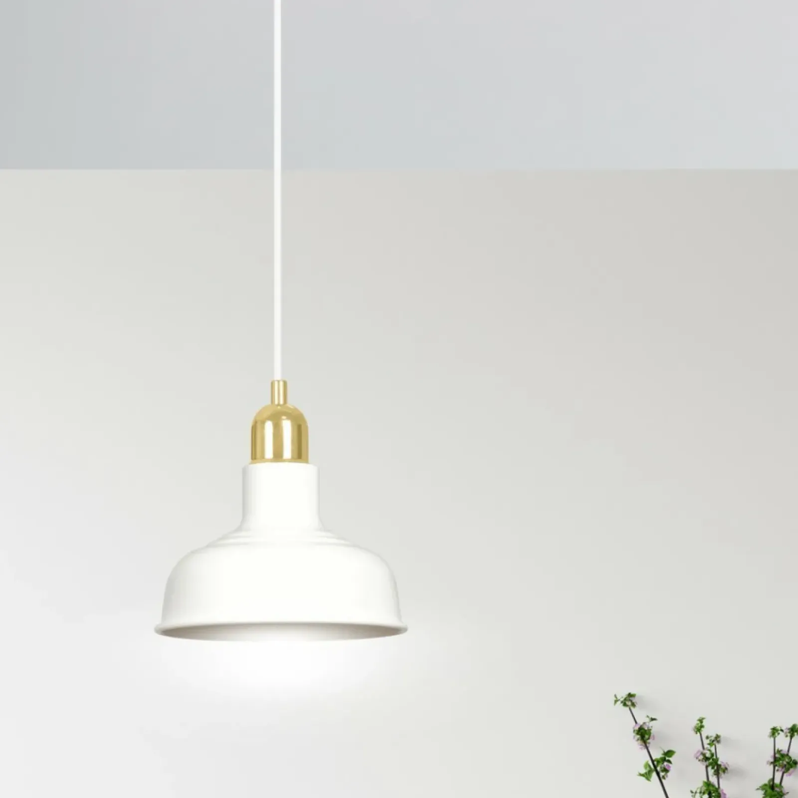 Sklep Kaja Biała lampa wisząca ze złotą oprawką 1043/1 IBOR | Kaja Oświetlenie biały Store