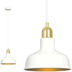 Sklep Kaja Biała lampa wisząca ze złotą oprawką 1043/1 IBOR | Kaja Oświetlenie biały Store