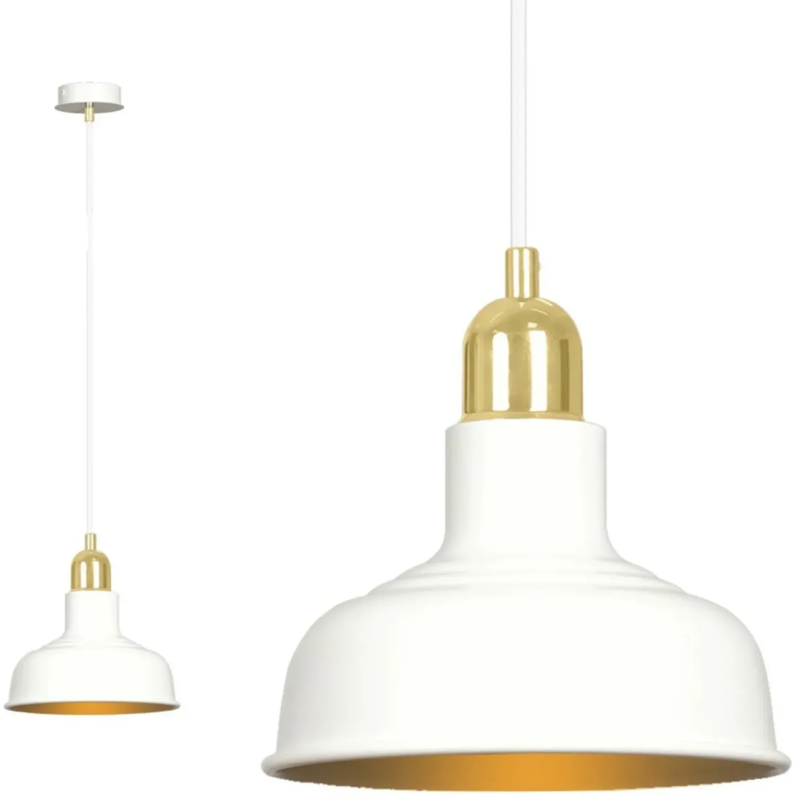 Sklep Kaja Biała lampa wisząca ze złotą oprawką 1043/1 IBOR | Kaja Oświetlenie biały Store