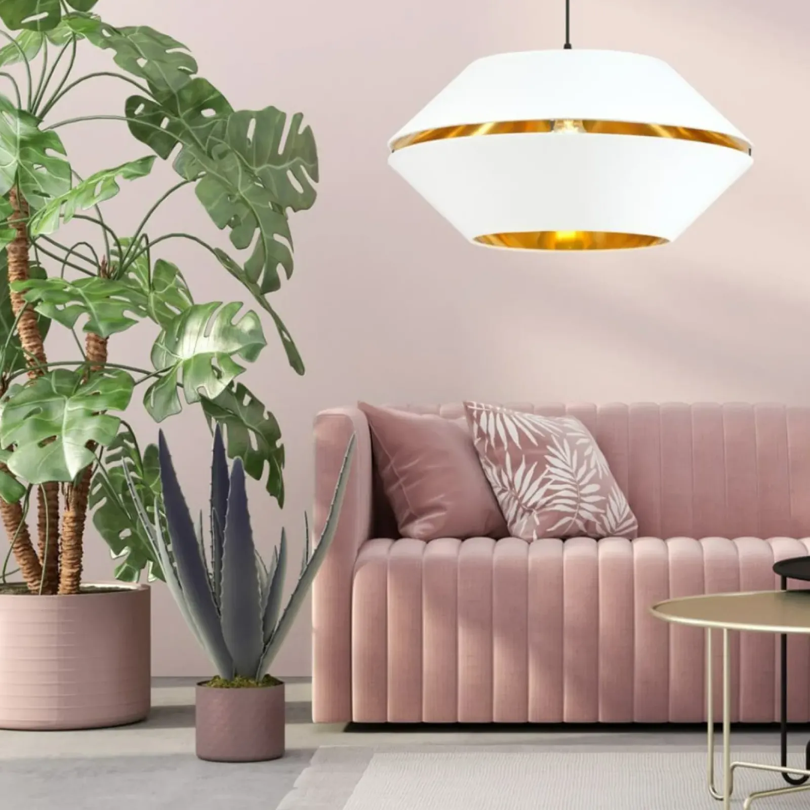 Sklep Kaja Biała lampa wisząca ze złotym wnętrzem 1182/1 z serii PIANO | Kaja czarny Discount