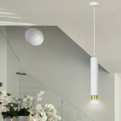 Sklep Kaja Biała lampa wisząca ze złotym elementem 642/1 | Kaja Oświetlenie Hot