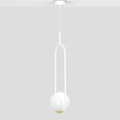 Sklep Kaja Biała lampa wisząca ze złotym, ozdobnym elementem K-5300 z serii ARLENA Shop