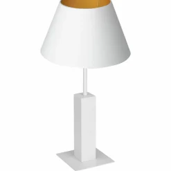 Sklep Kaja Biała lampka nocna, złote wnętrze abażura LX 3641 z serii TABLE LAMPS* Lampki Stołowe Z Abażurem|Tradycyjne Lampki Stołowe
