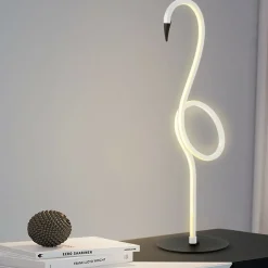 Sklep Kaja Biała lampka stołowa, dekoracyjna FLAMINGO-TL-WHT z serii FLAMINGO* Nowoczesne Lampki Stołowe