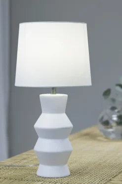 Sklep Kaja Biała lampka stołowa z dekoracyjną podstawą 108448 z serii SIENNA* Nowoczesne Lampki Stołowe