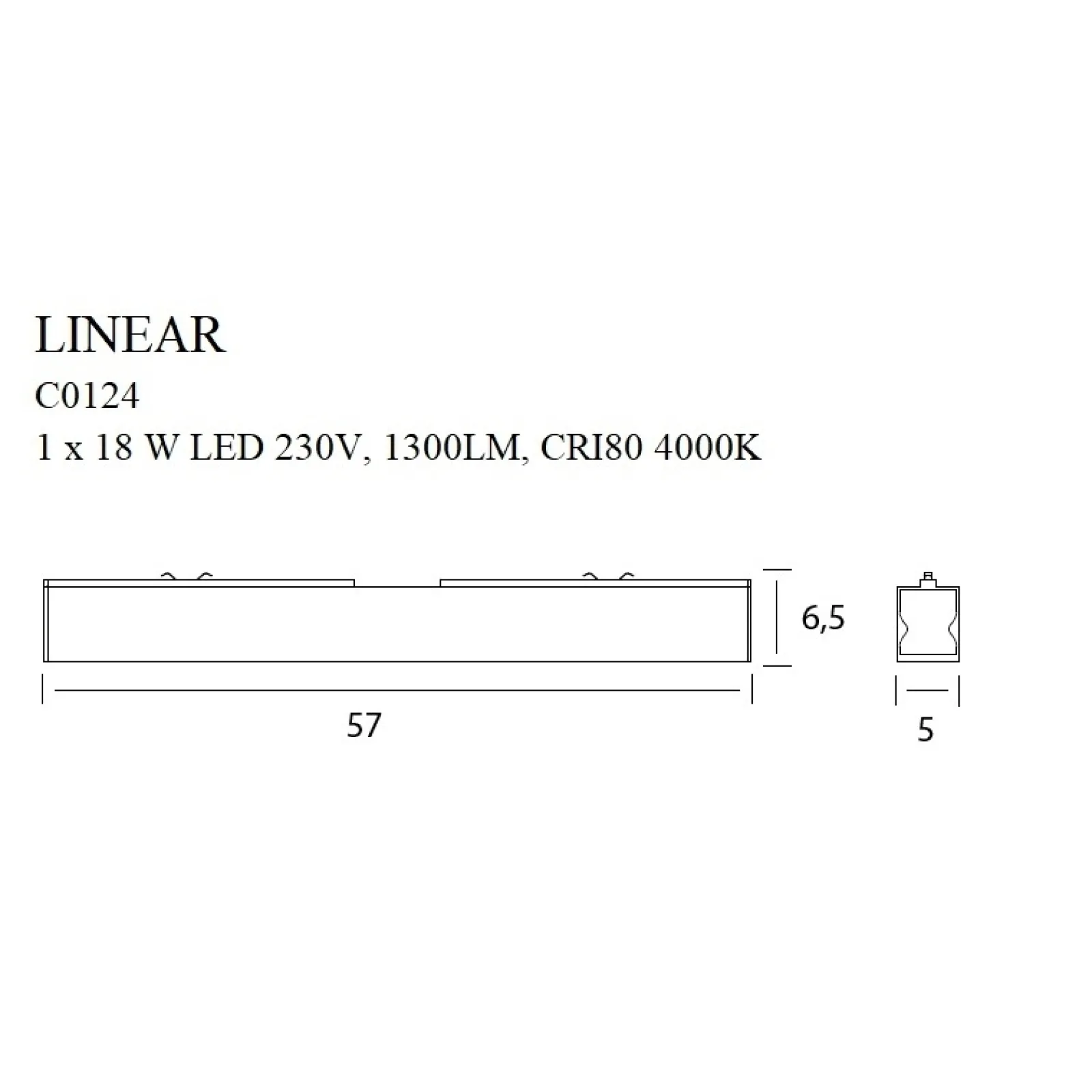 Sklep Kaja Biała listwa sufitowa LED 57cm do korytarza MX C0124 LINEAR | Kaja* Plafony Nowoczesne|Lampy Led
