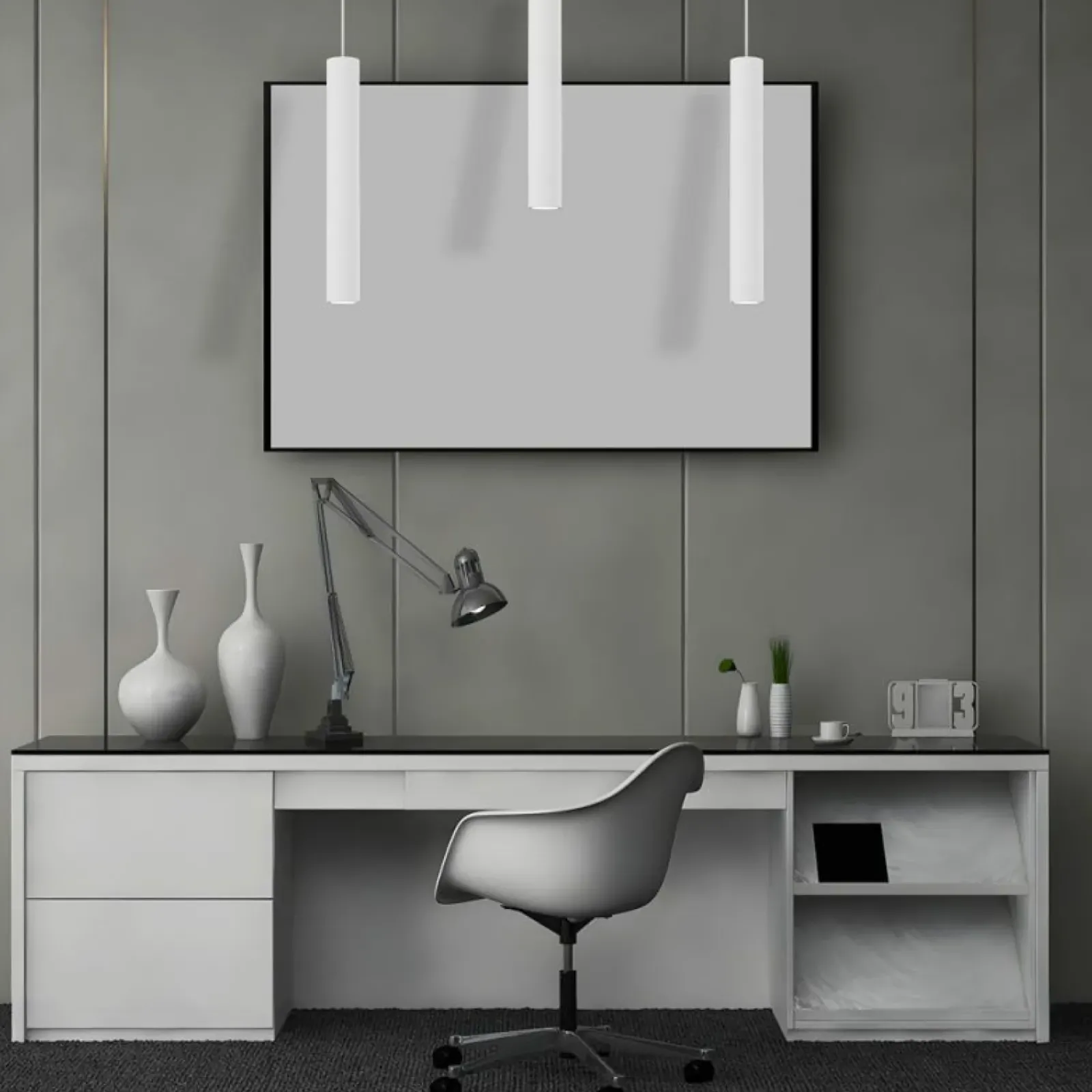 Sklep Kaja Biała listwa z trzema wiszącymi tubami MLP8799 HUDSON WHITE | Kaja Cheap