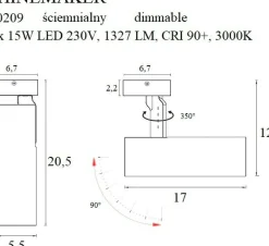 Sklep Kaja Biała, ruchoma oprawa natynkowa LED MX C0209 SHINEMAKER | Kaja* Lampy Led