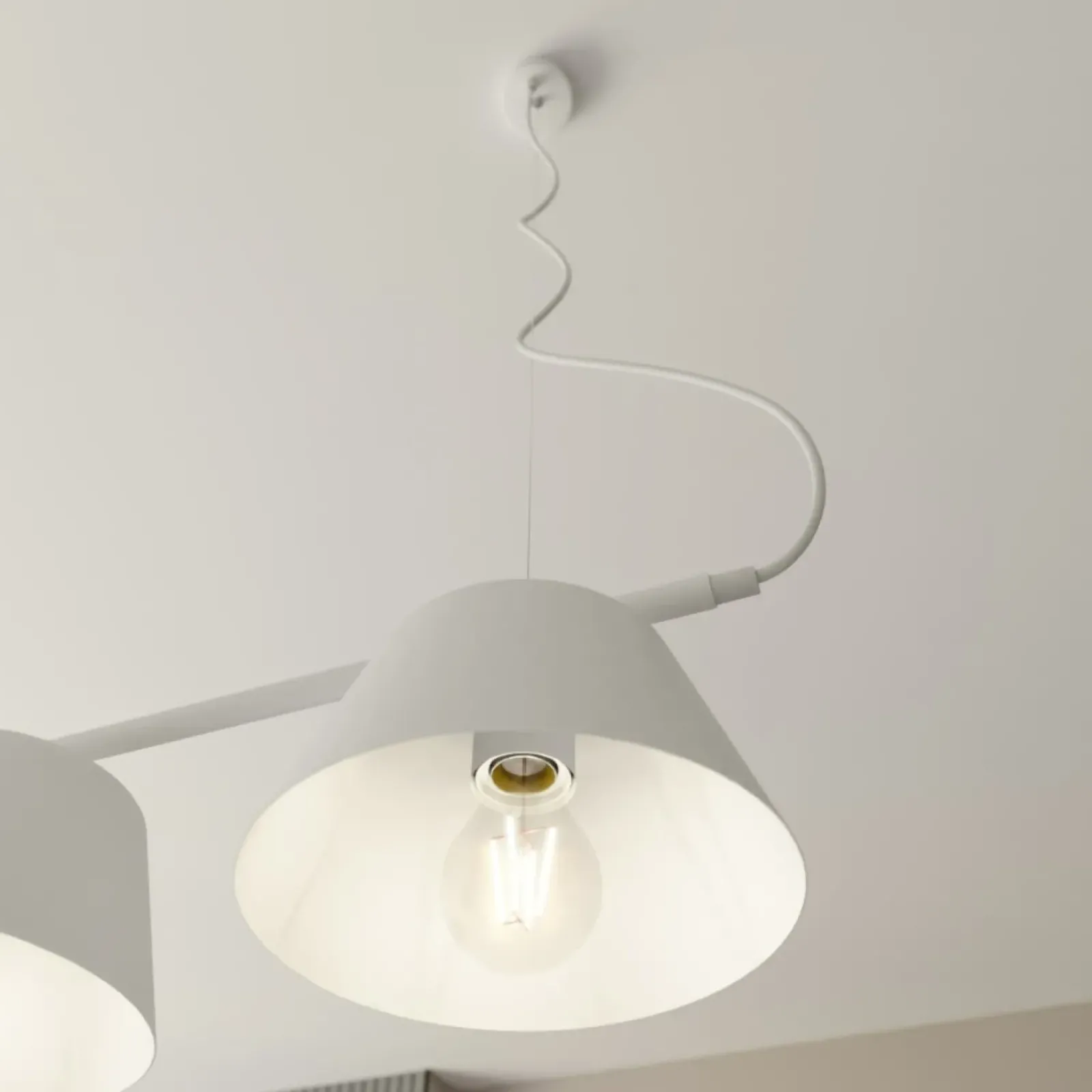 Sklep Kaja Biała, szeroka lampa wisząca nad wyspę kuchenną 1338/4 GELATO | Kaja biały Fashion
