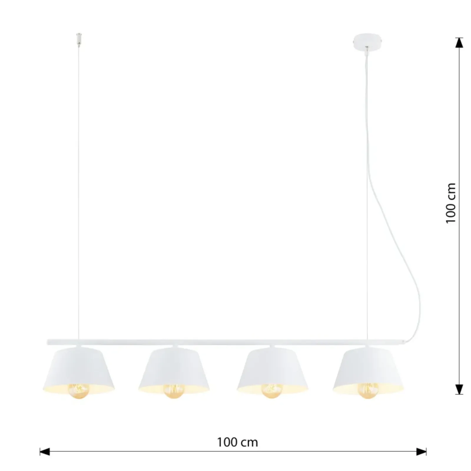 Sklep Kaja Biała, szeroka lampa wisząca nad wyspę kuchenną 1338/4 GELATO | Kaja biały Fashion
