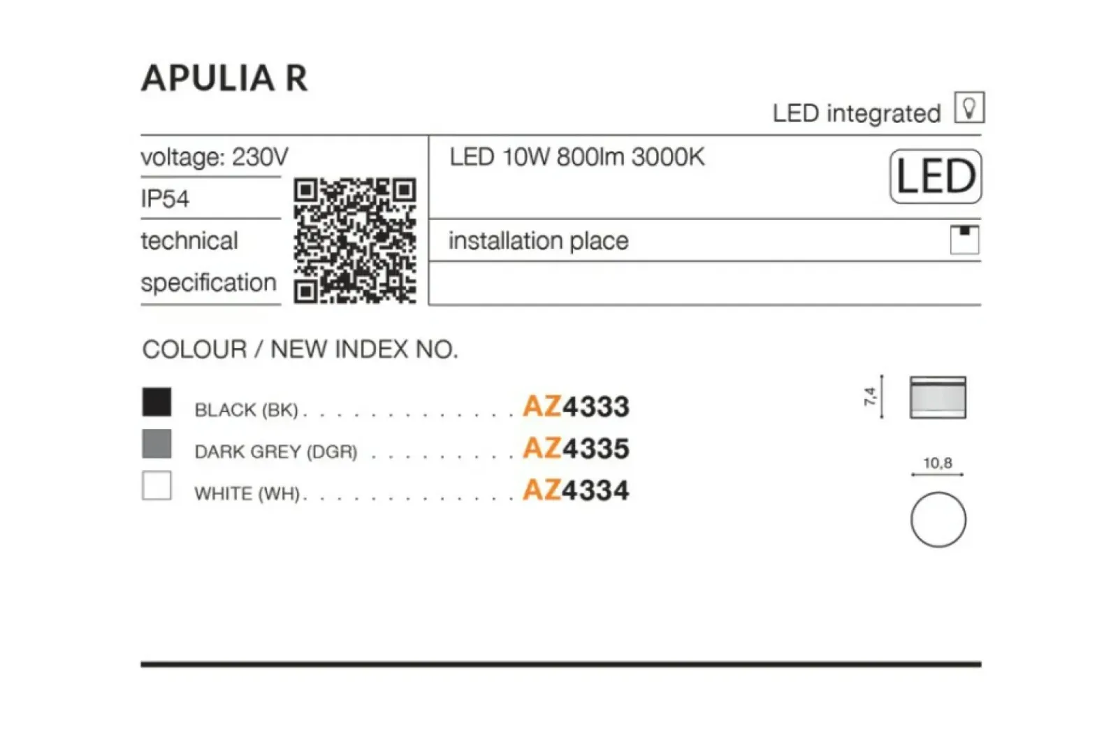 Sklep Kaja Biała zewnętrzna lampa natynkowa LED AZ4334 APULIA | Kaja Oświetlenie* Plafony Zewnętrzne