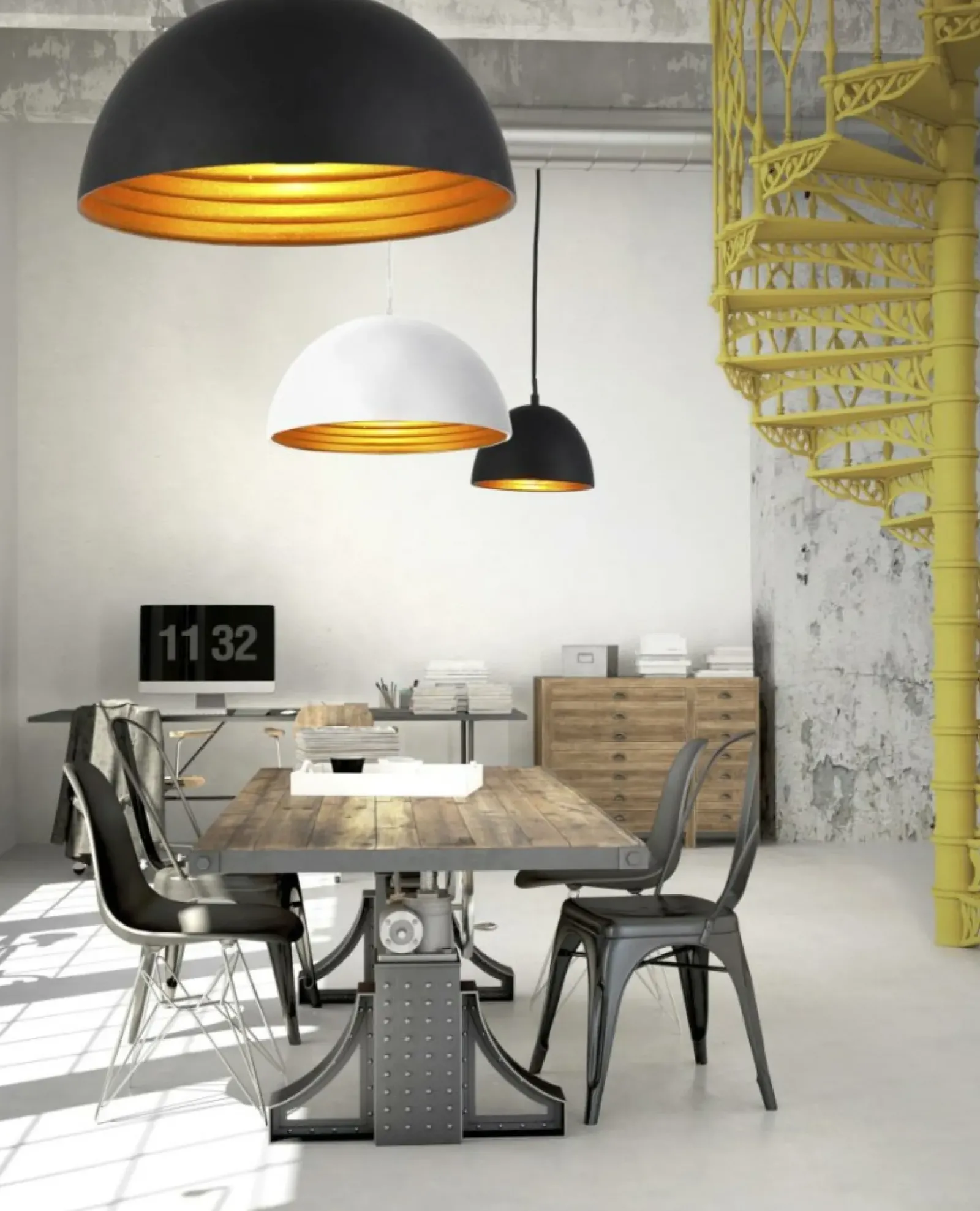 Sklep Kaja Biała-złota lampa wisząca do kuchni ⌀40cm AZ1397 MODENA | Kaja Best