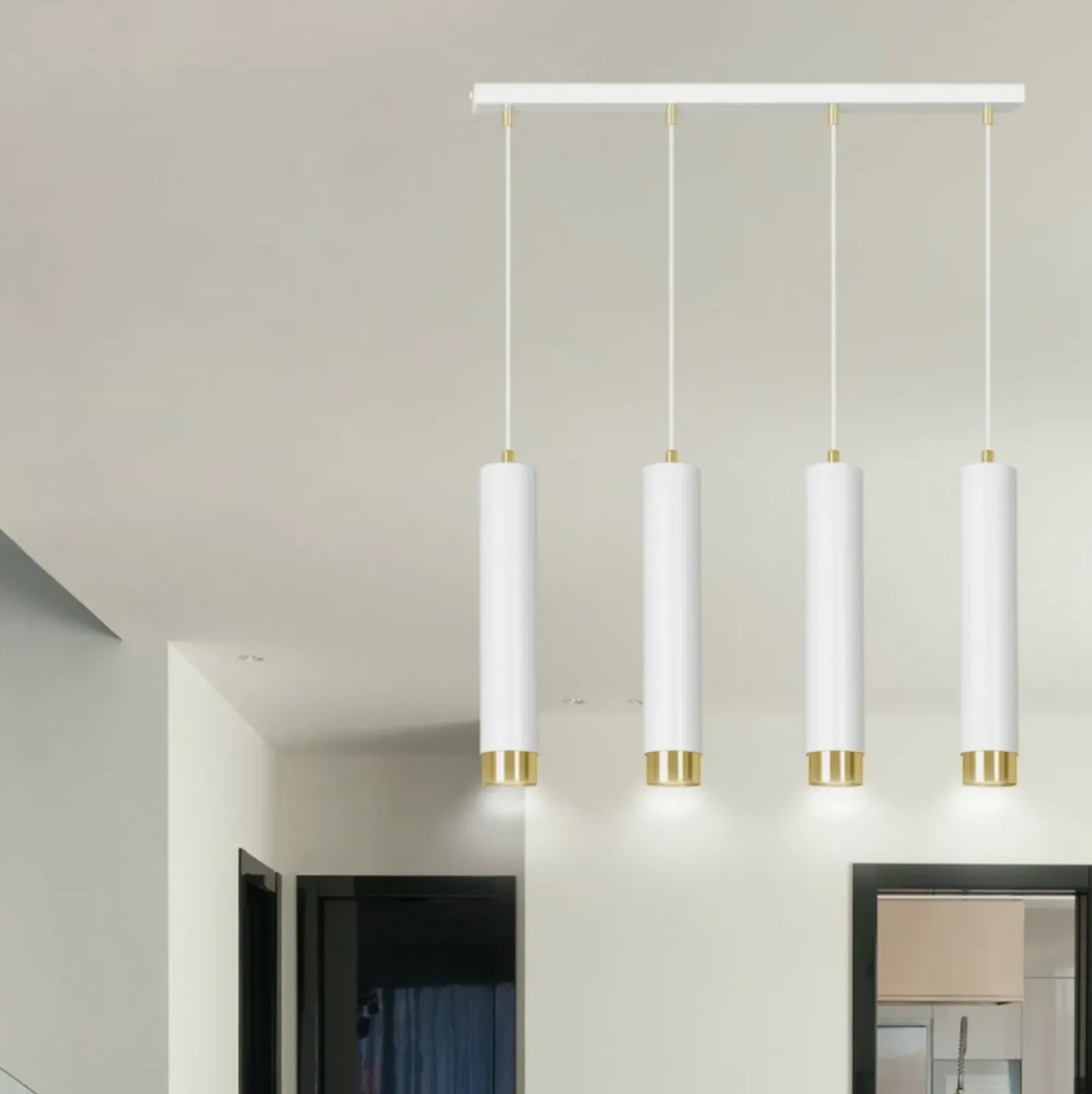 Sklep Kaja Białe lampy wiszące na listwie idealne do salonu 642/4 | Kaja Best