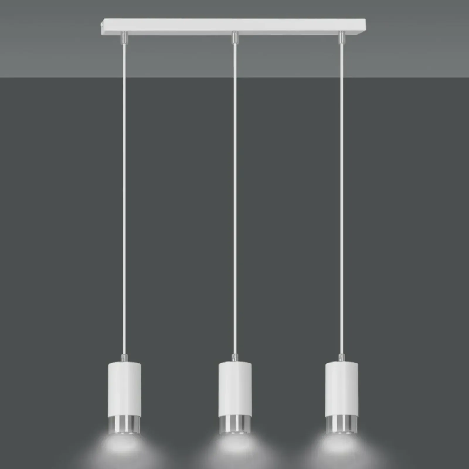 Sklep Kaja Białe lampy wiszące ze srebrnymi elementami 814/3 | Kaja Oświetlenie Clearance