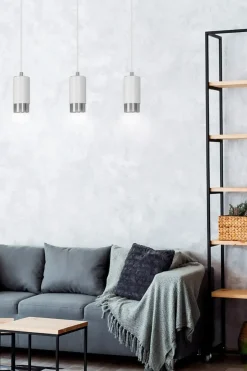 Sklep Kaja Białe lampy wiszące ze srebrnymi elementami 814/3 | Kaja Oświetlenie Clearance